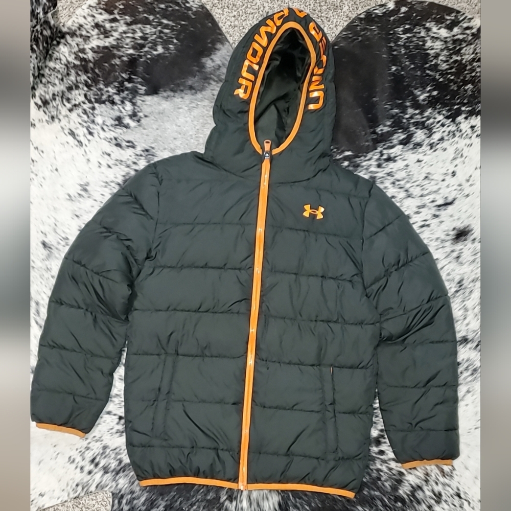 Under Armour Kids Puffer Jacket - Black with Orange Trim